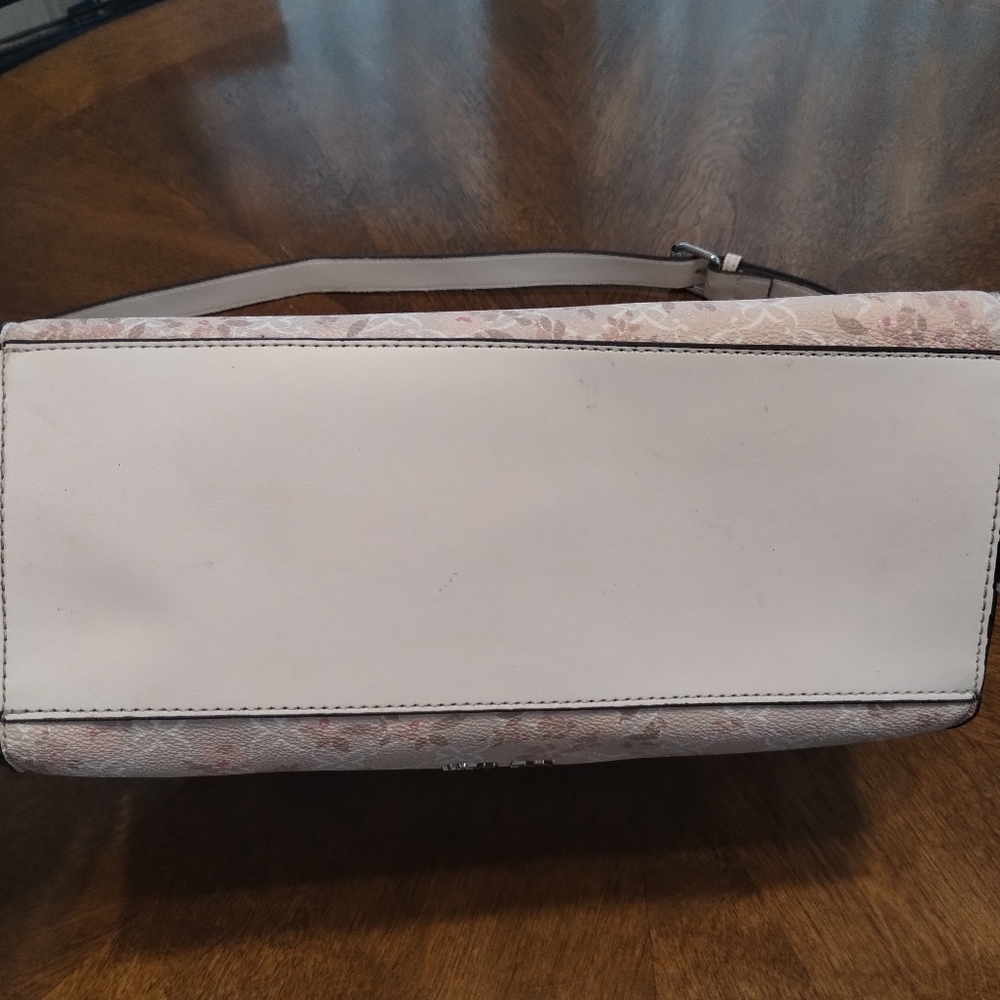 Nine West Chelsey Satchel Beige Pink Floral  Handle Adjustable Shoulder Strap - Picture 10 of 11